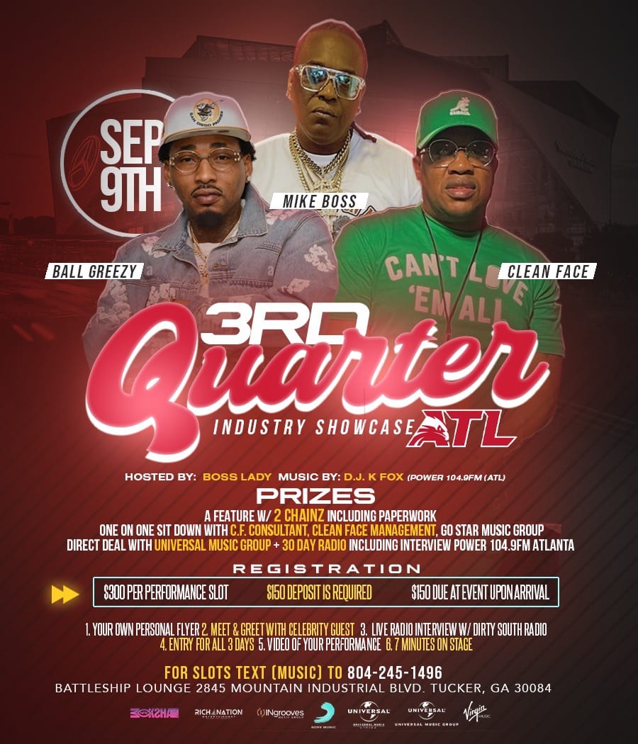 Flyer for 3rd Quarter Artist Showcase.
